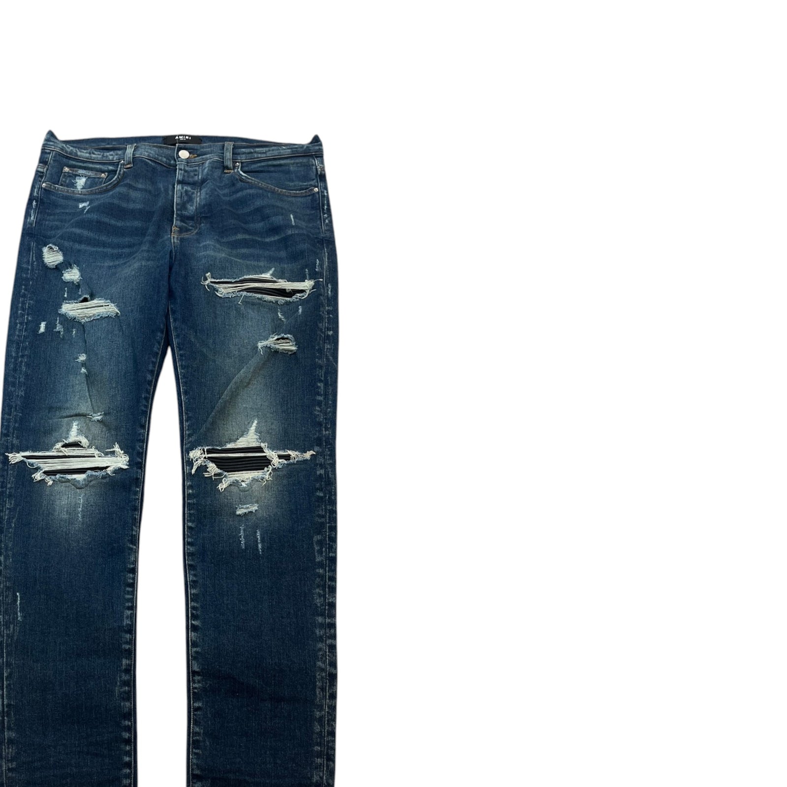 Men's MX1 Distressed Skinny Jeans Blue Size XL / W36 - Photo 3