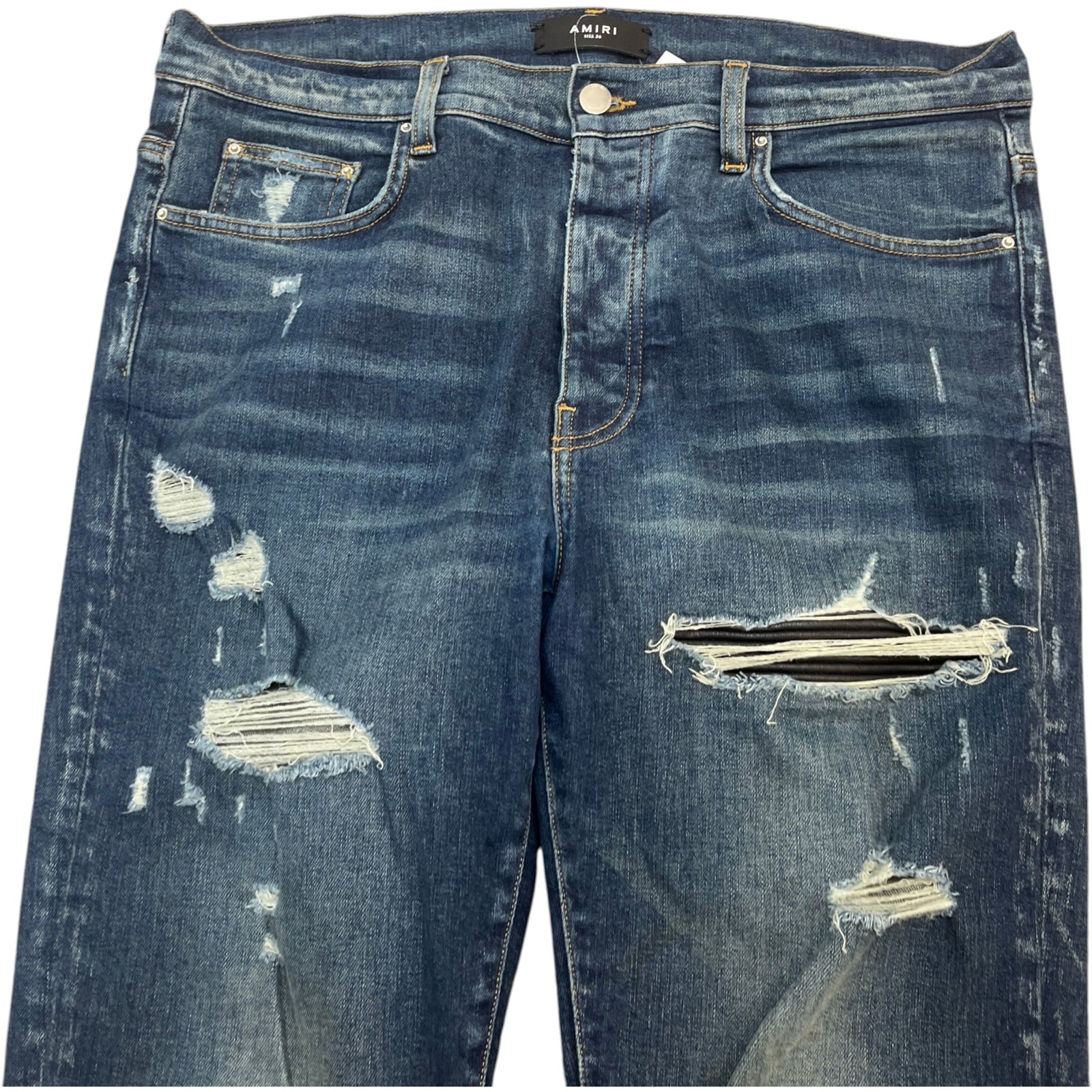 Men's MX1 Distressed Skinny Jeans Blue Size XL / W36 - Photo 5