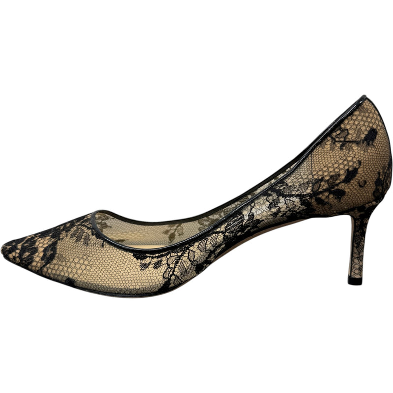Women's Floral Lace Pointed Toe Heels Black Size UK 6.5 / EU 39.5