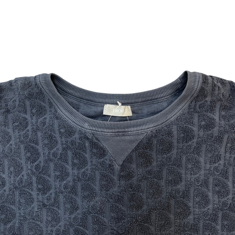 Men's Oblique Towelling T-Shirt Navy Size XXL