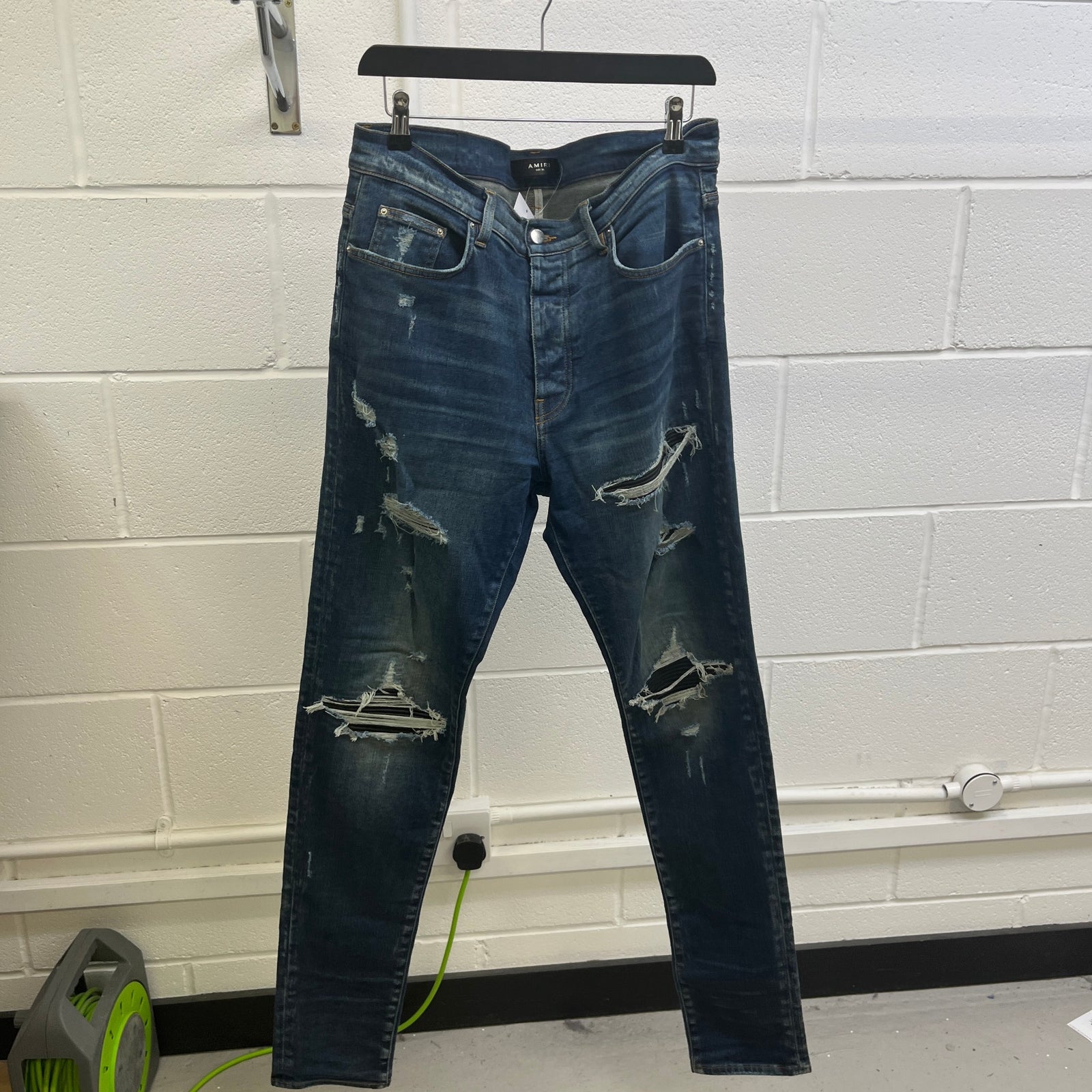 Men's MX1 Distressed Skinny Jeans Blue Size XL / W36 - Photo 10