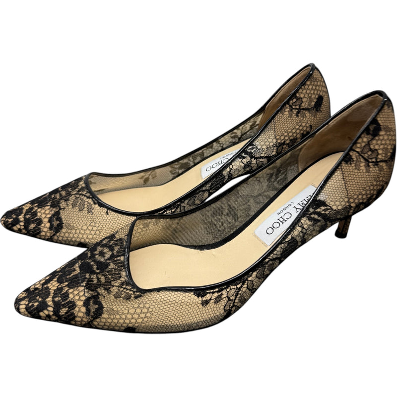Women's Floral Lace Pointed Toe Heels Black Size UK 6.5 / EU 39.5