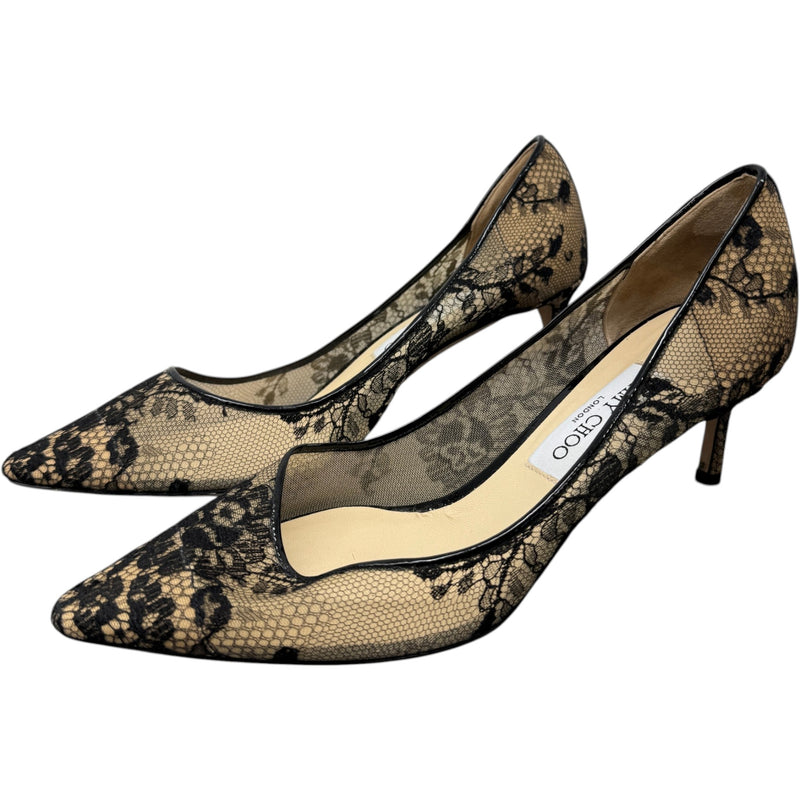 Women's Floral Lace Pointed Toe Heels Black Size UK 6.5 / EU 39.5