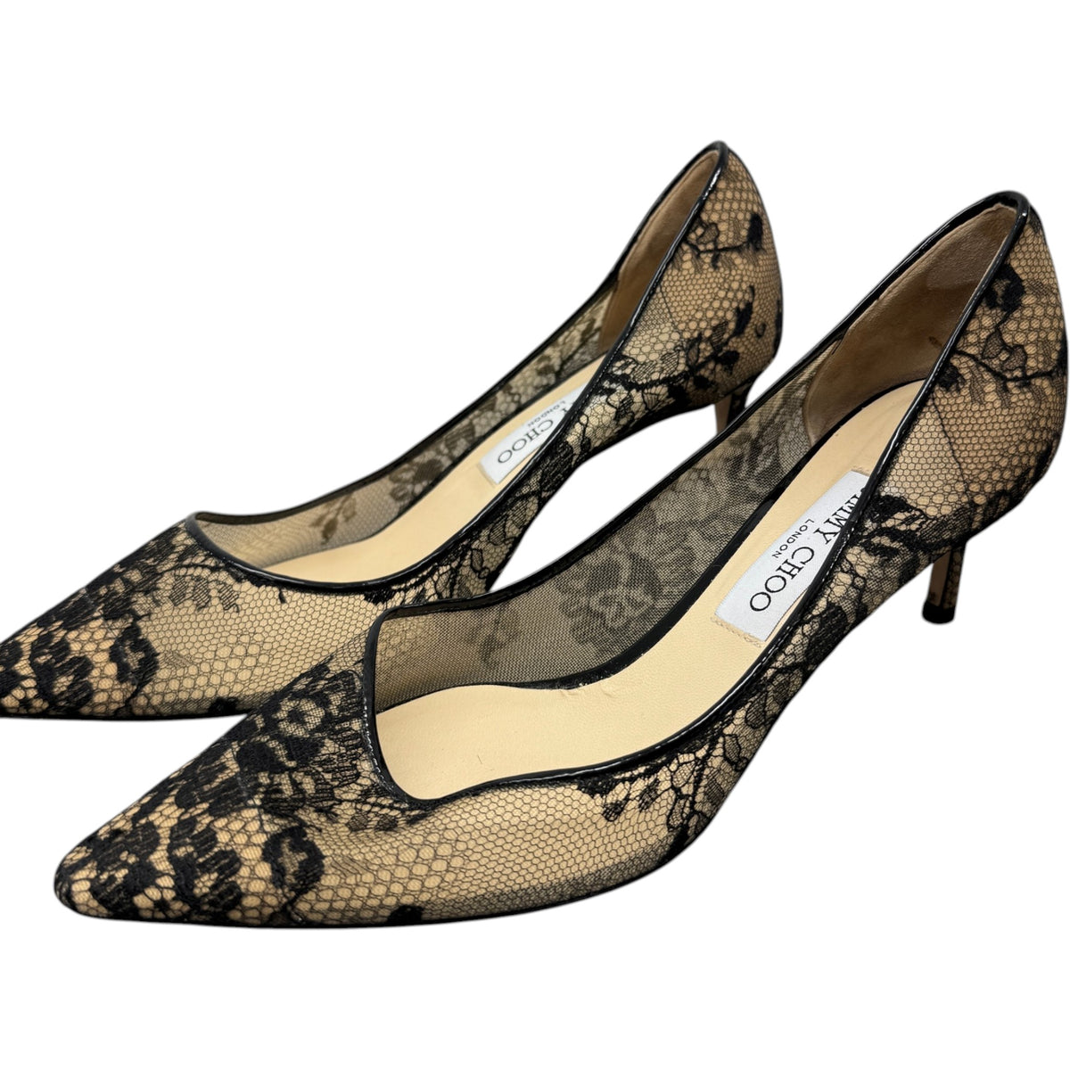 Women's Floral Lace Pointed Toe Heels Black Size UK 6.5 / EU 39.5 - Photo 11