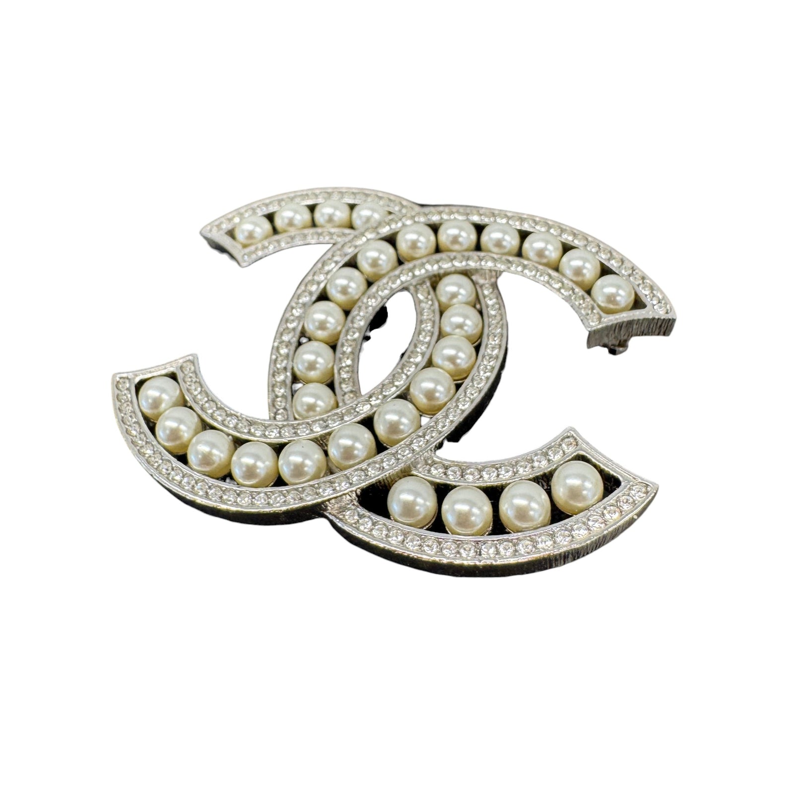Women's Cc Logo Pear Brooch Silver - Photo 5