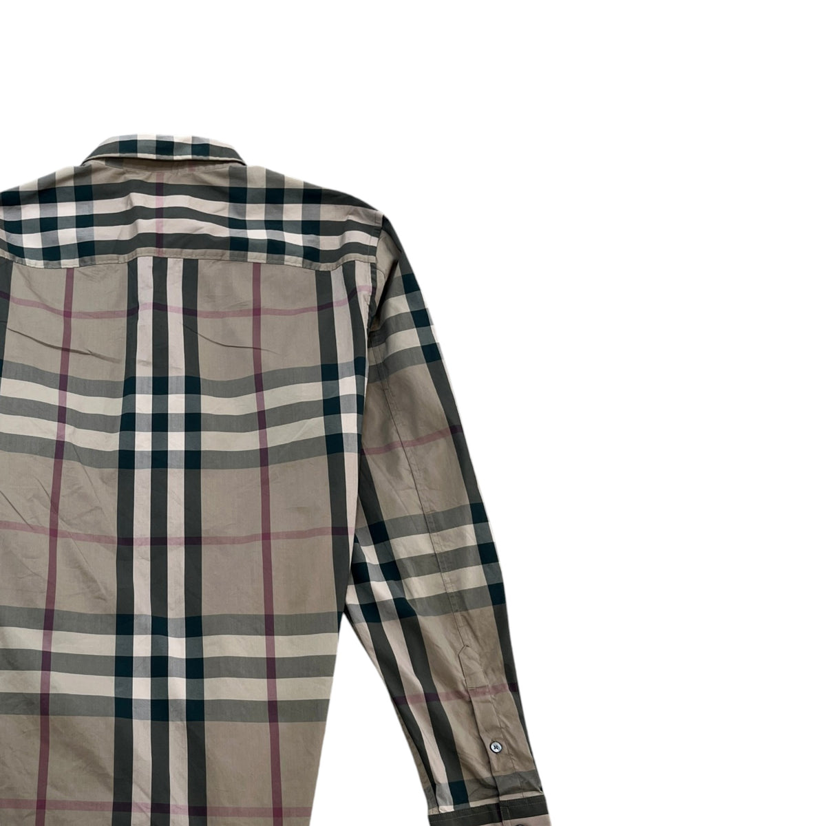 Men's Checkered Long Sleeve T-Shirt Beige Size L - Photo 4