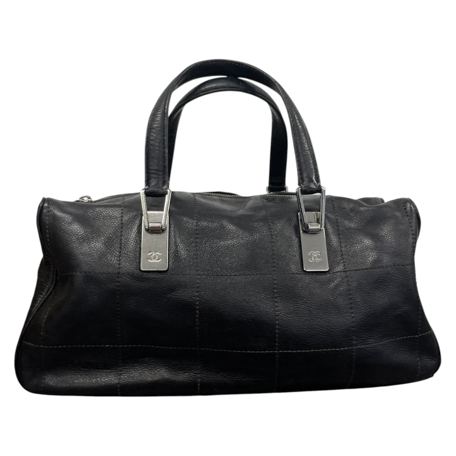 Women's Lambskin Chocolate Bar Boston Bag Black - Photo 1