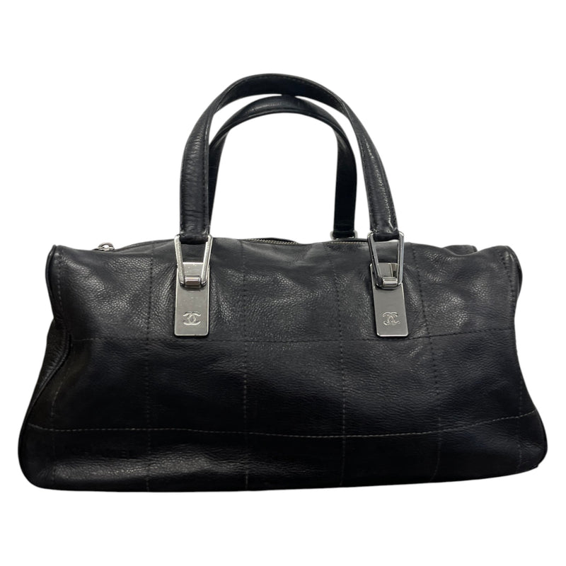 Women's Lambskin Chocolate Bar Boston Bag Black
