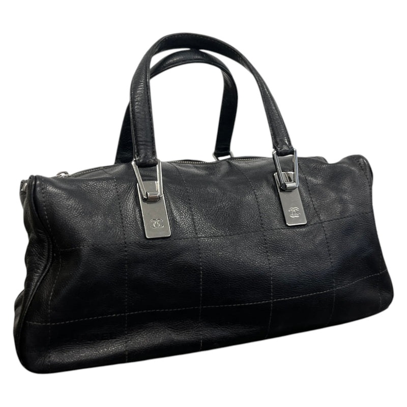 Women's Lambskin Chocolate Bar Boston Bag Black