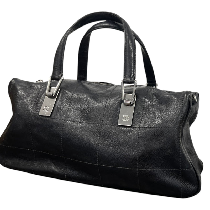 Women's Lambskin Chocolate Bar Boston Bag Black