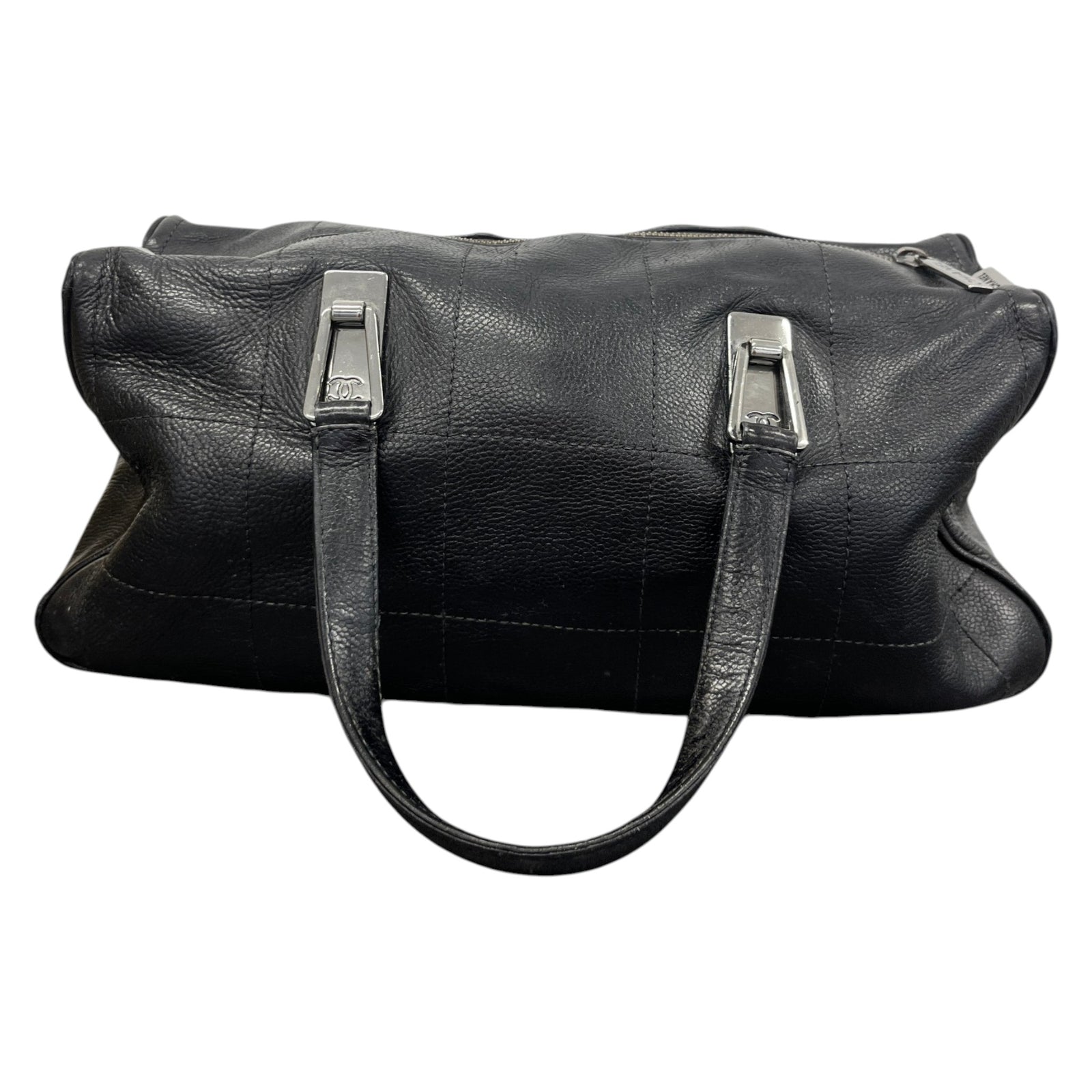 Women's Lambskin Chocolate Bar Boston Bag Black - Photo 3
