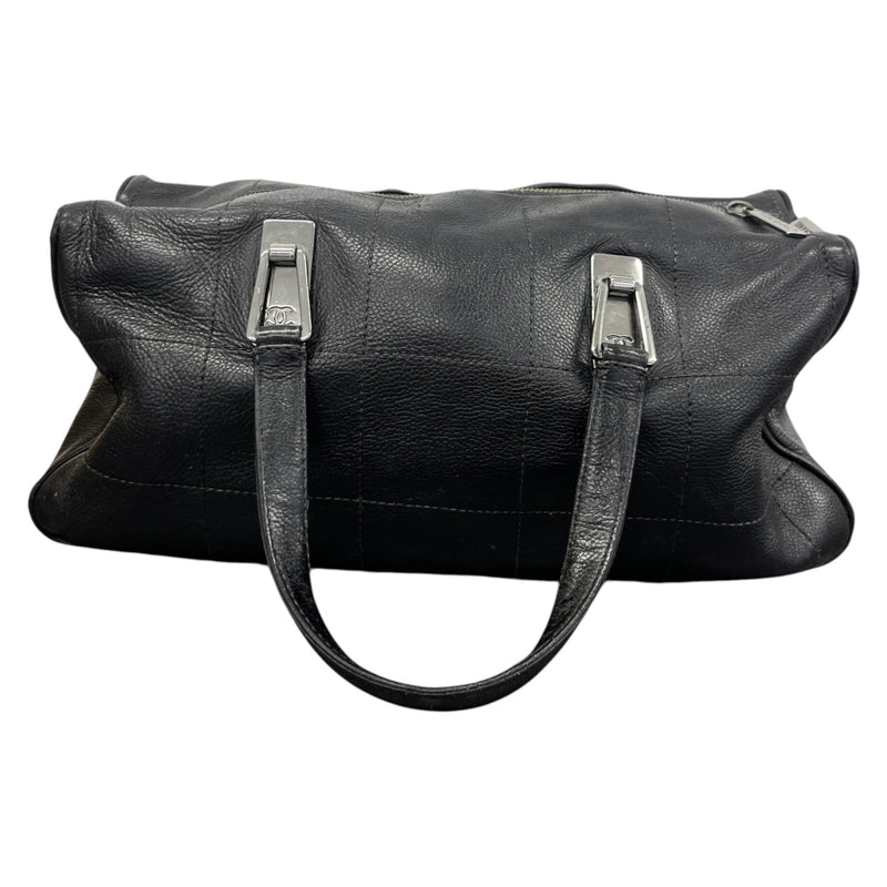 Women's Lambskin Chocolate Bar Boston Bag Black
