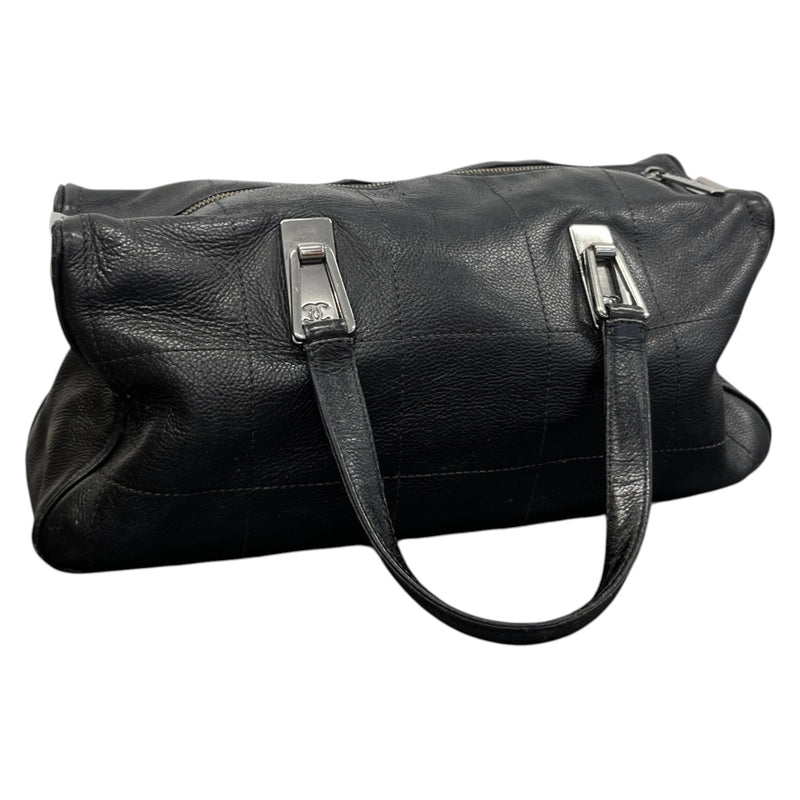 Women's Lambskin Chocolate Bar Boston Bag Black