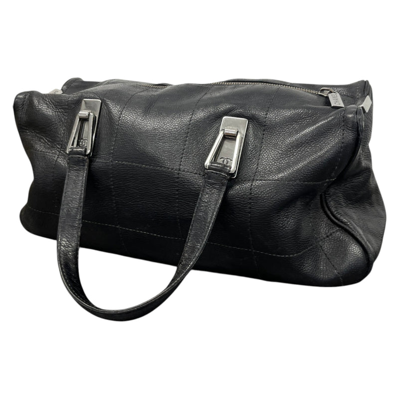 Women's Lambskin Chocolate Bar Boston Bag Black