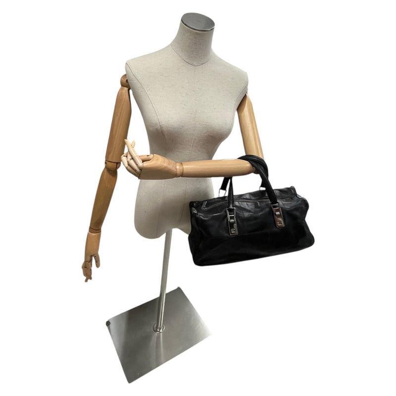 Women's Lambskin Chocolate Bar Boston Bag Black