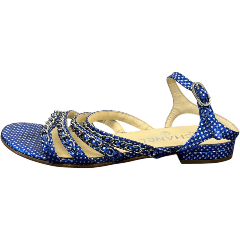 Women's Polka Dot Chain Sandals Blue Size EU 36.5 / UK 3.5