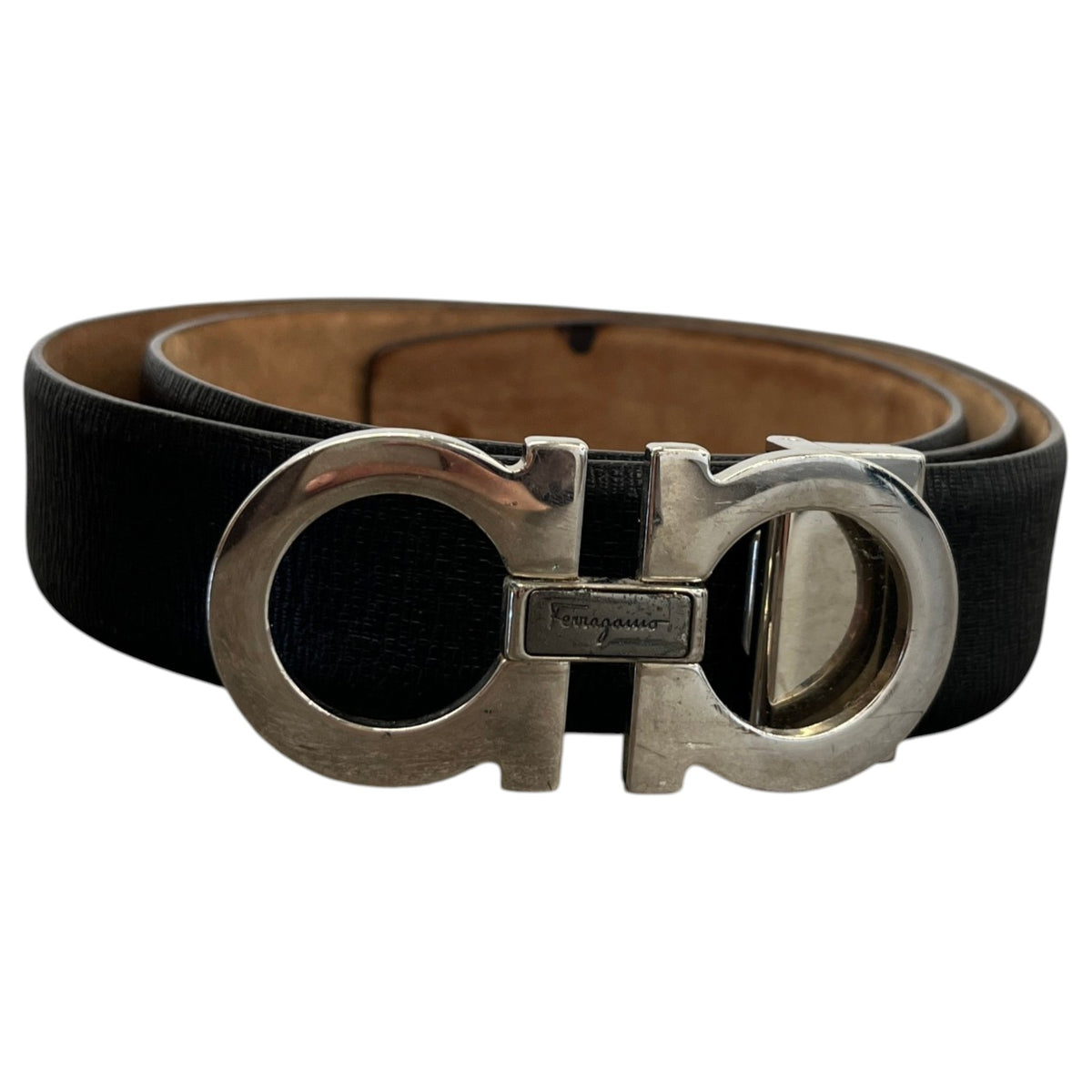 Men's Adjustable Reversible Gancini Belt Black Size 34" - Photo 1