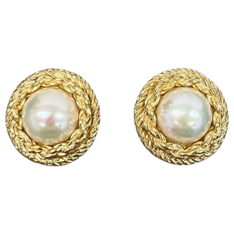 Women's Faux Pearl Clip On Earrings Gold