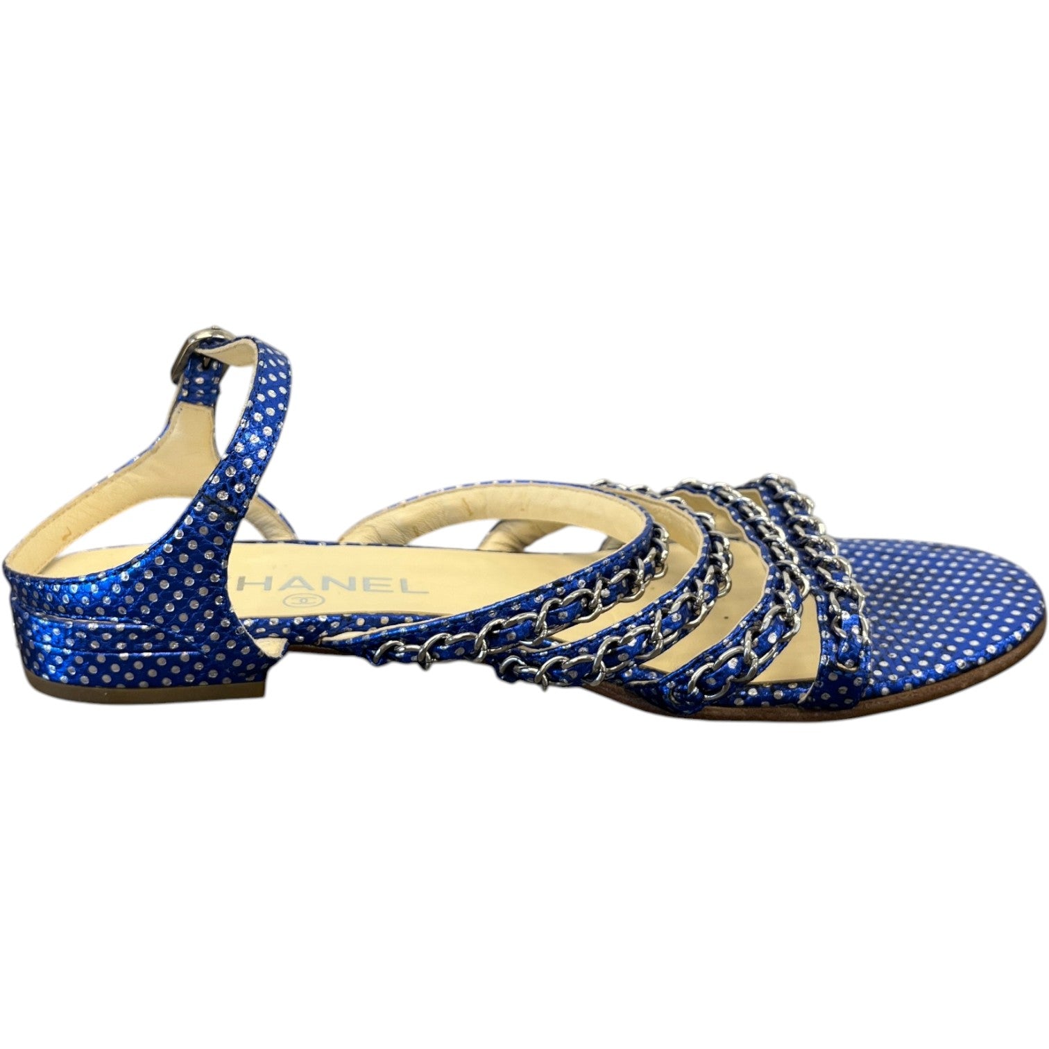 Women's Polka Dot Chain Sandals Blue Size EU 36.5 / UK 3.5 - Photo 4