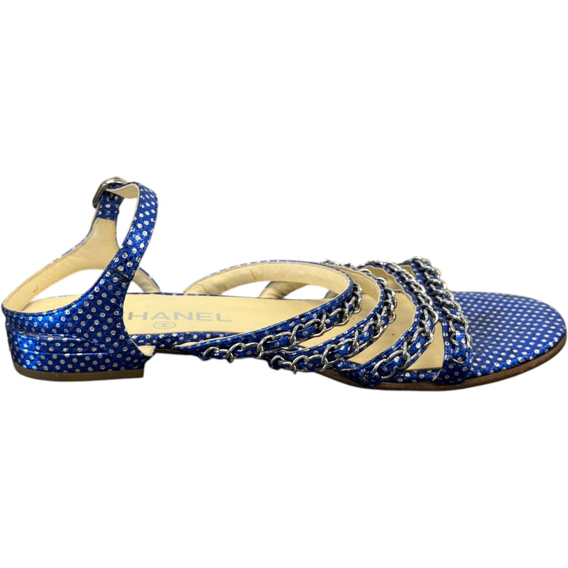 Women's Polka Dot Chain Sandals Blue Size EU 36.5 / UK 3.5