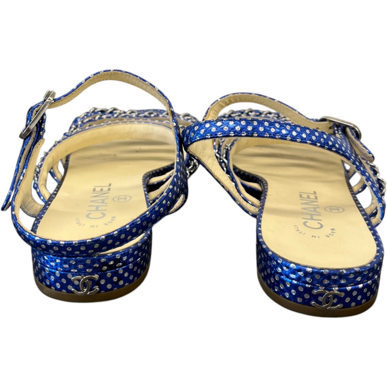 Women's Polka Dot Chain Sandals Blue Size EU 36.5 / UK 3.5 - Photo 6