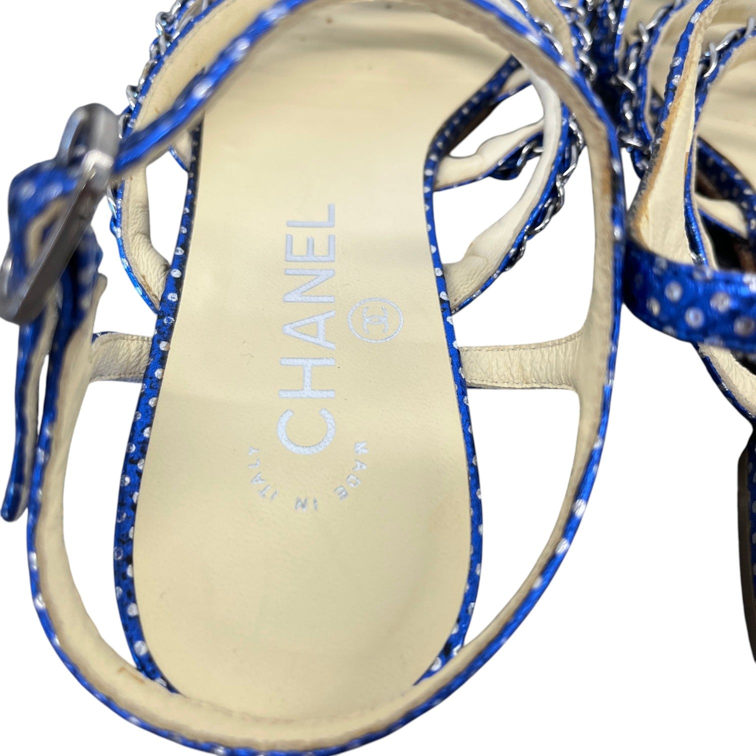Women's Polka Dot Chain Sandals Blue Size EU 36.5 / UK 3.5 - Photo 11
