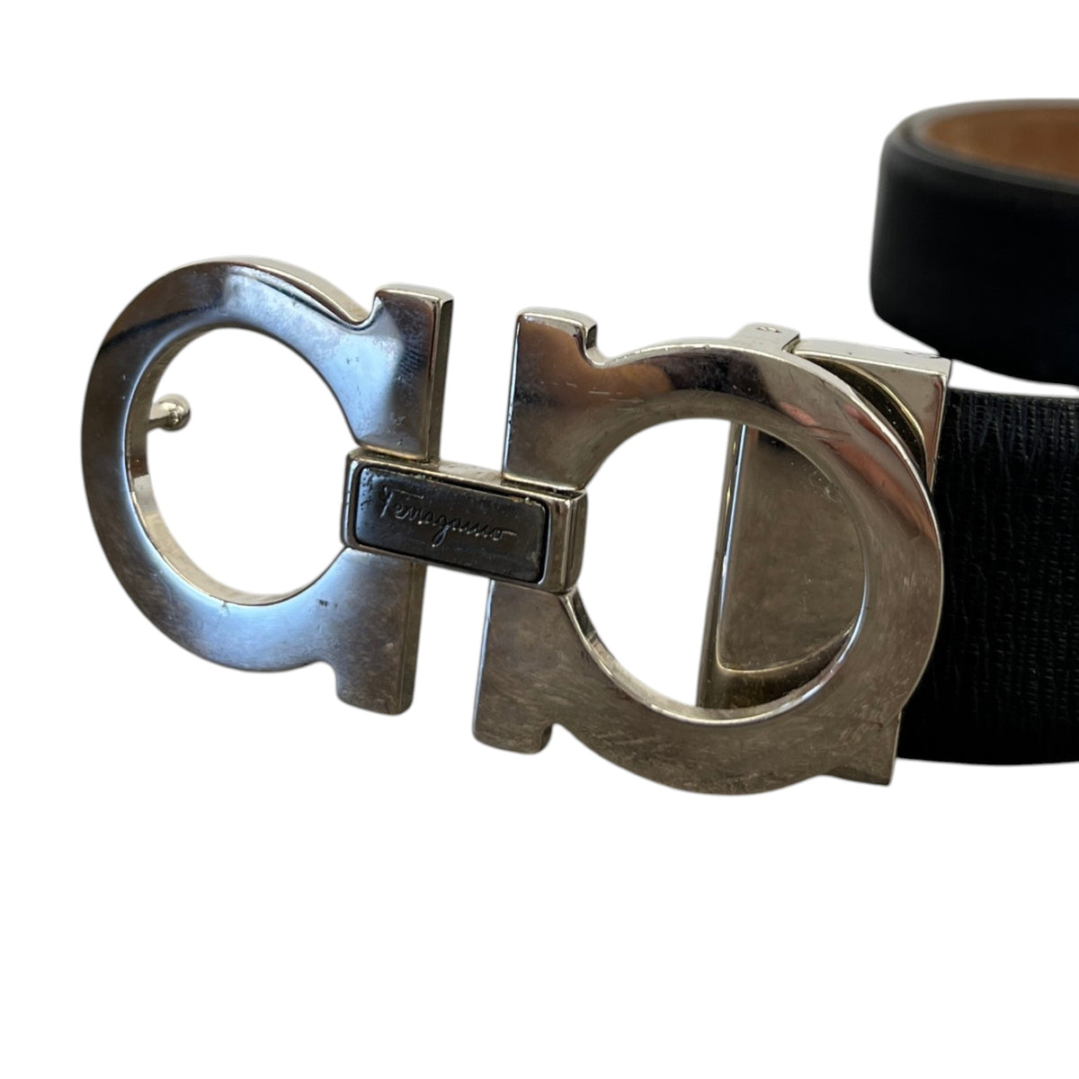 Men's Adjustable Reversible Gancini Belt Black Size 34" - Photo 5