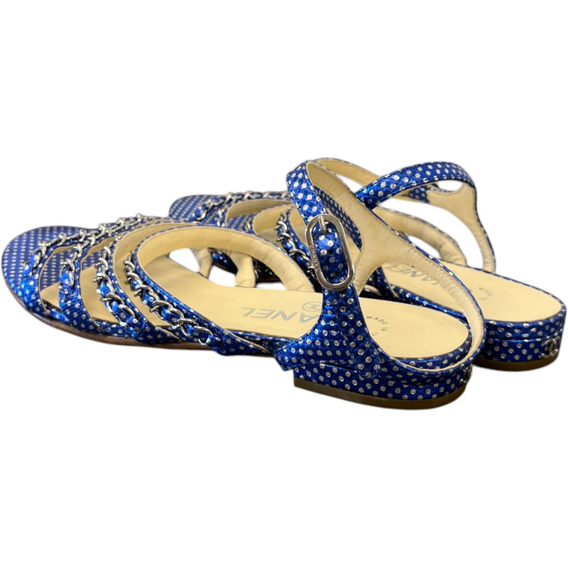 Women's Polka Dot Chain Sandals Blue Size EU 36.5 / UK 3.5