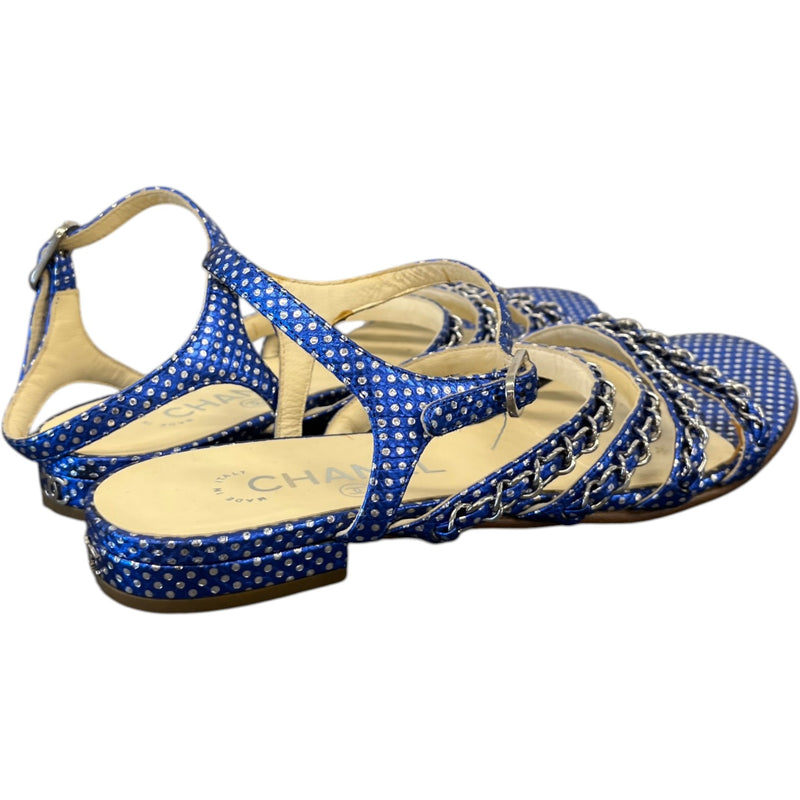 Women's Polka Dot Chain Sandals Blue Size EU 36.5 / UK 3.5