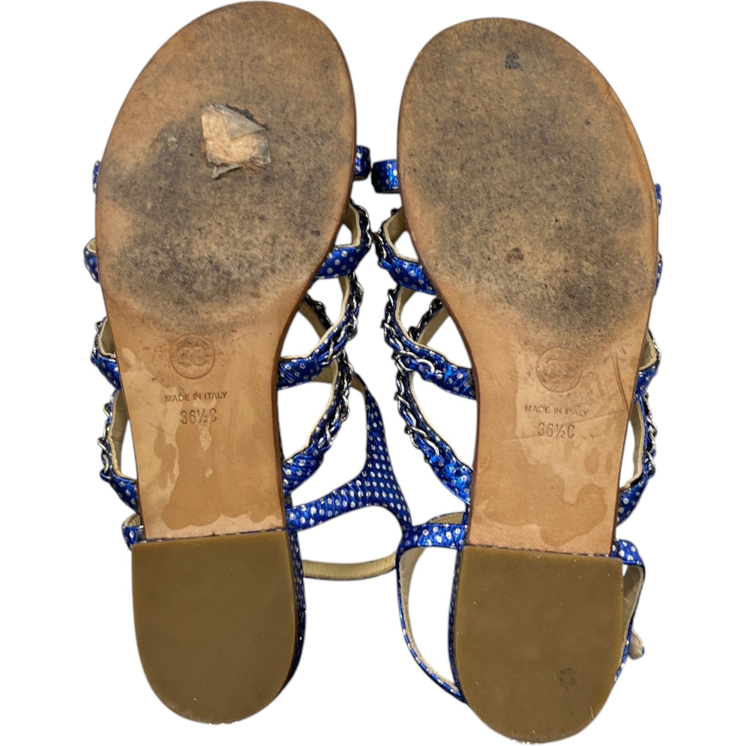 Women's Polka Dot Chain Sandals Blue Size EU 36.5 / UK 3.5 - Photo 10