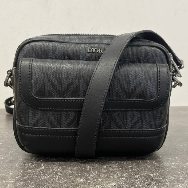 Men's Diamond Print Messenger Bag Black