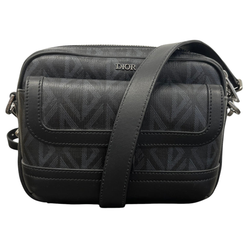 Men's Diamond Print Messenger Bag Black