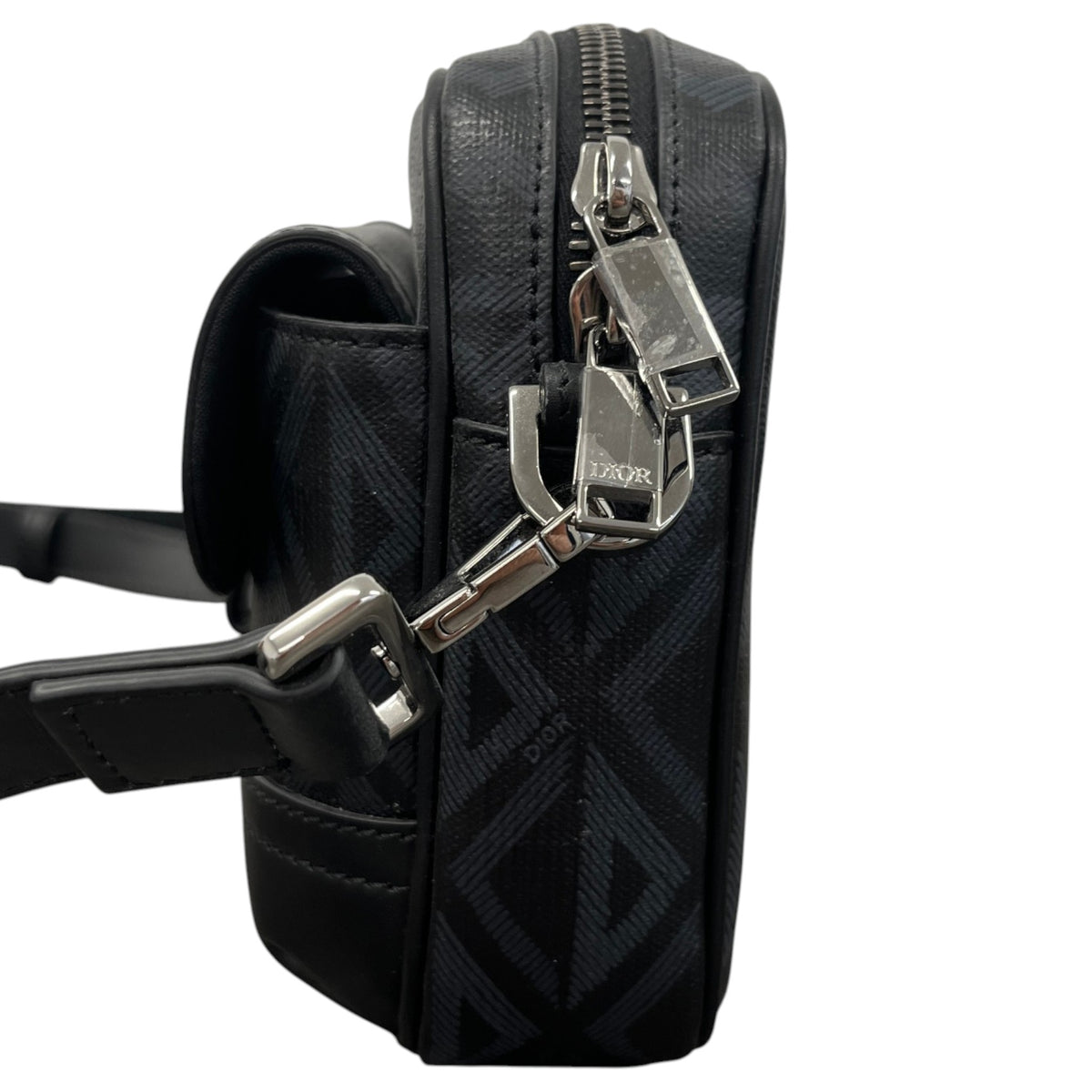 Men's Diamond Print Messenger Bag Black - Photo 7