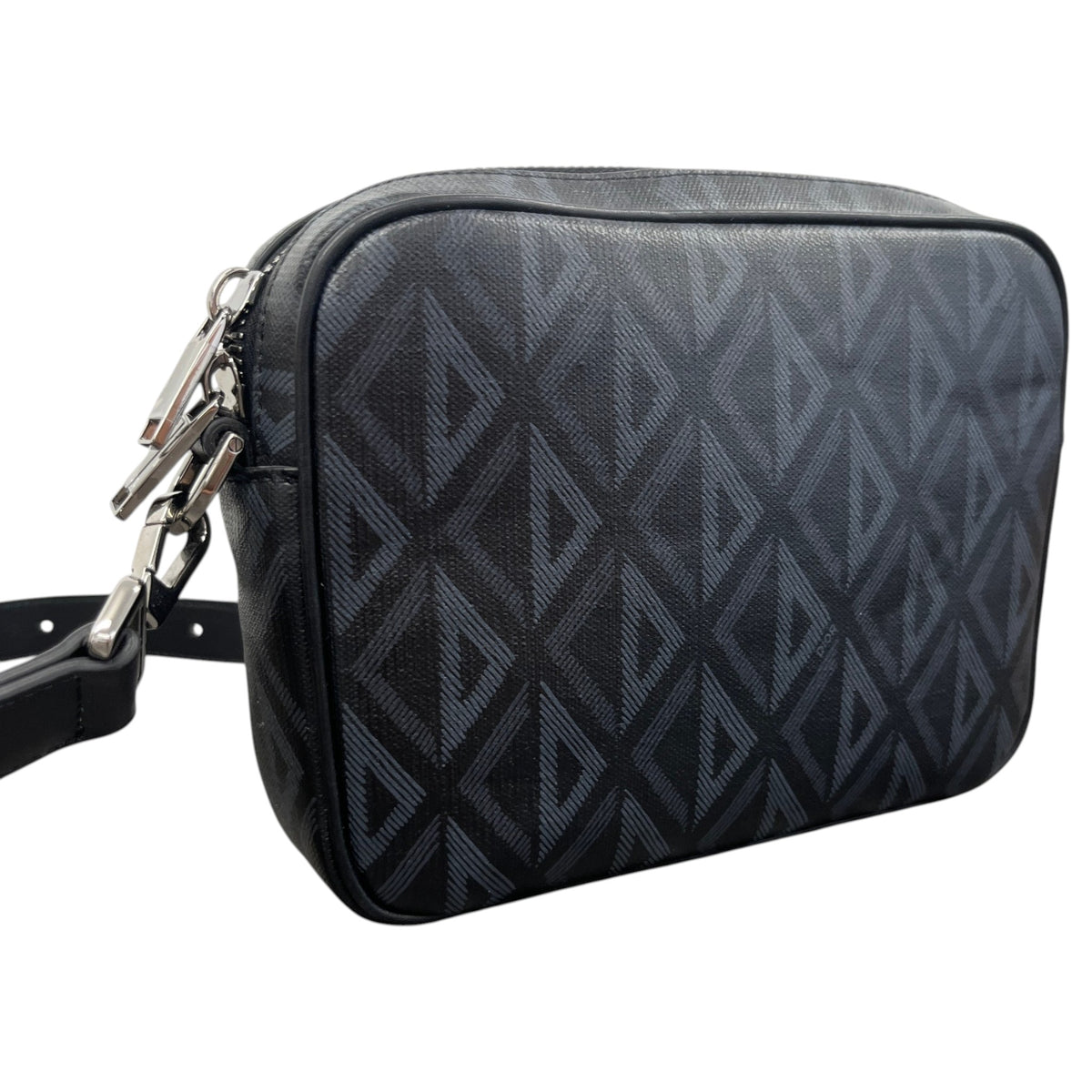 Men's Diamond Print Messenger Bag Black - Photo 8