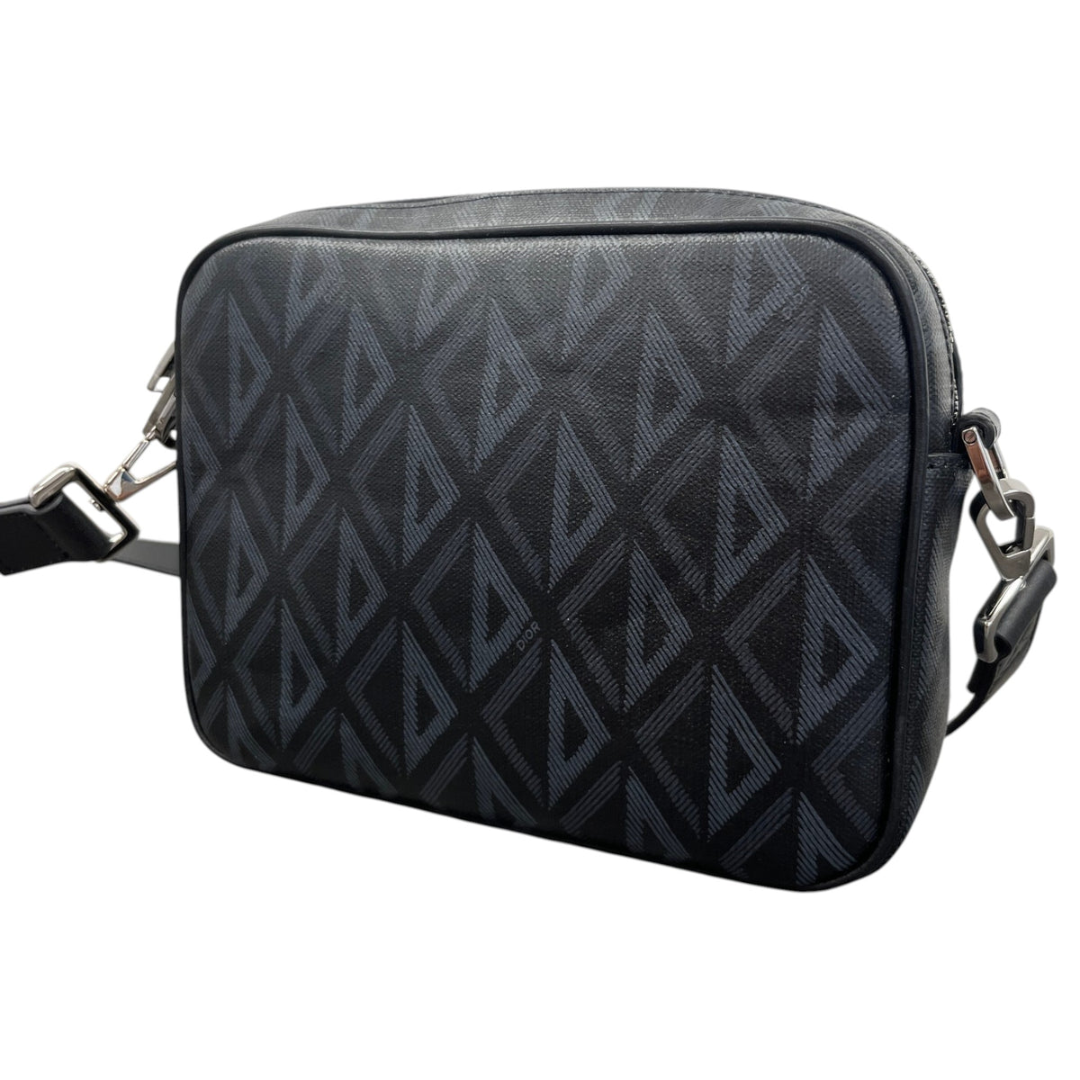 Men's Diamond Print Messenger Bag Black - Photo 9