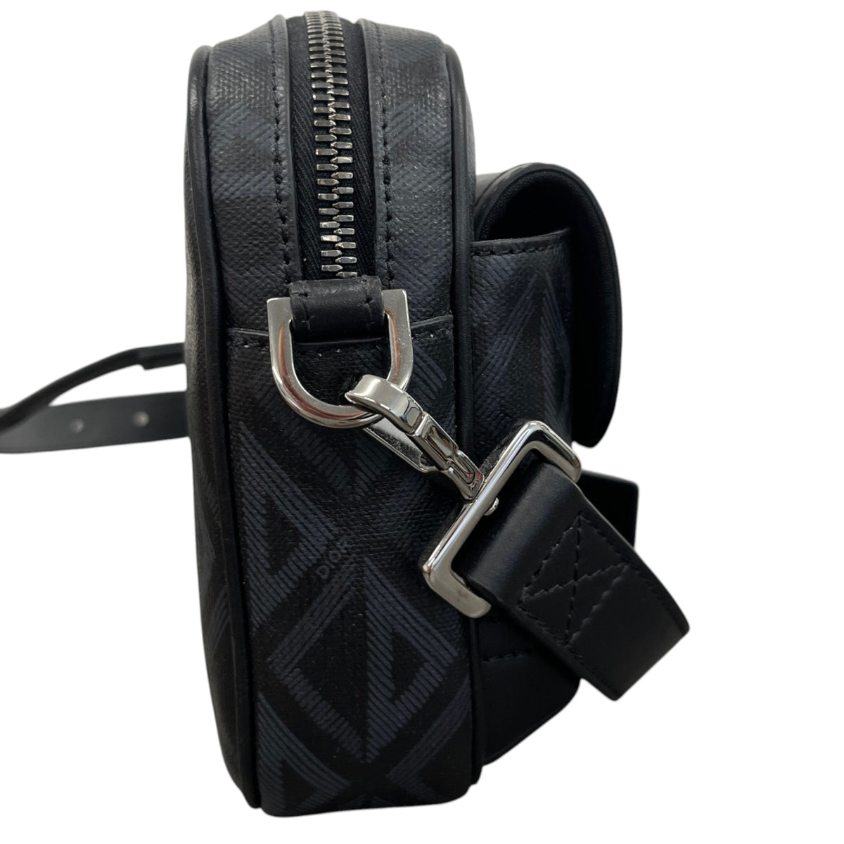 Men's Diamond Print Messenger Bag Black - Photo 6