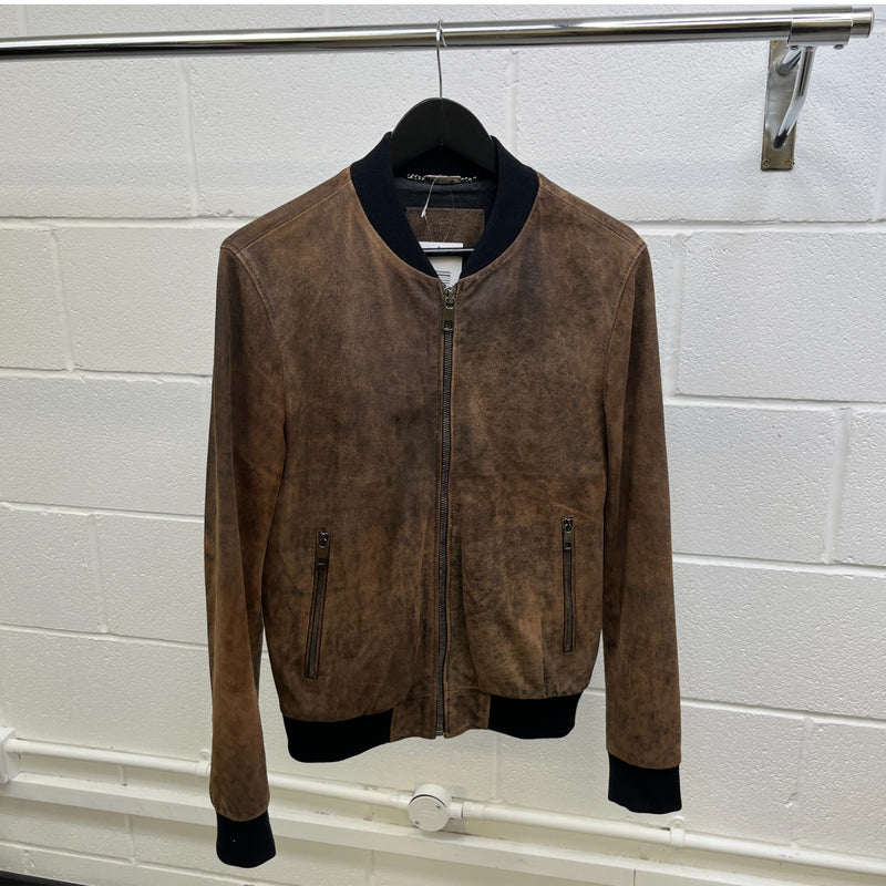 Men's Vintage Effect Bomber Jacket Brown Size IT 44 / XS