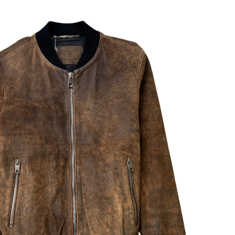 Men's Vintage Effect Bomber Jacket Brown Size IT 44 / XS