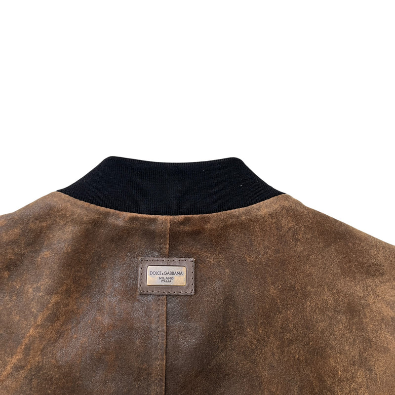 Men's Vintage Effect Bomber Jacket Brown Size IT 44 / XS