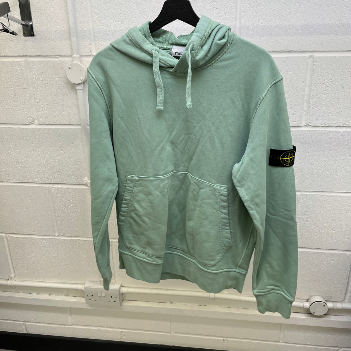 Men's Applique Logo Hoodie Green Size L - Photo 6