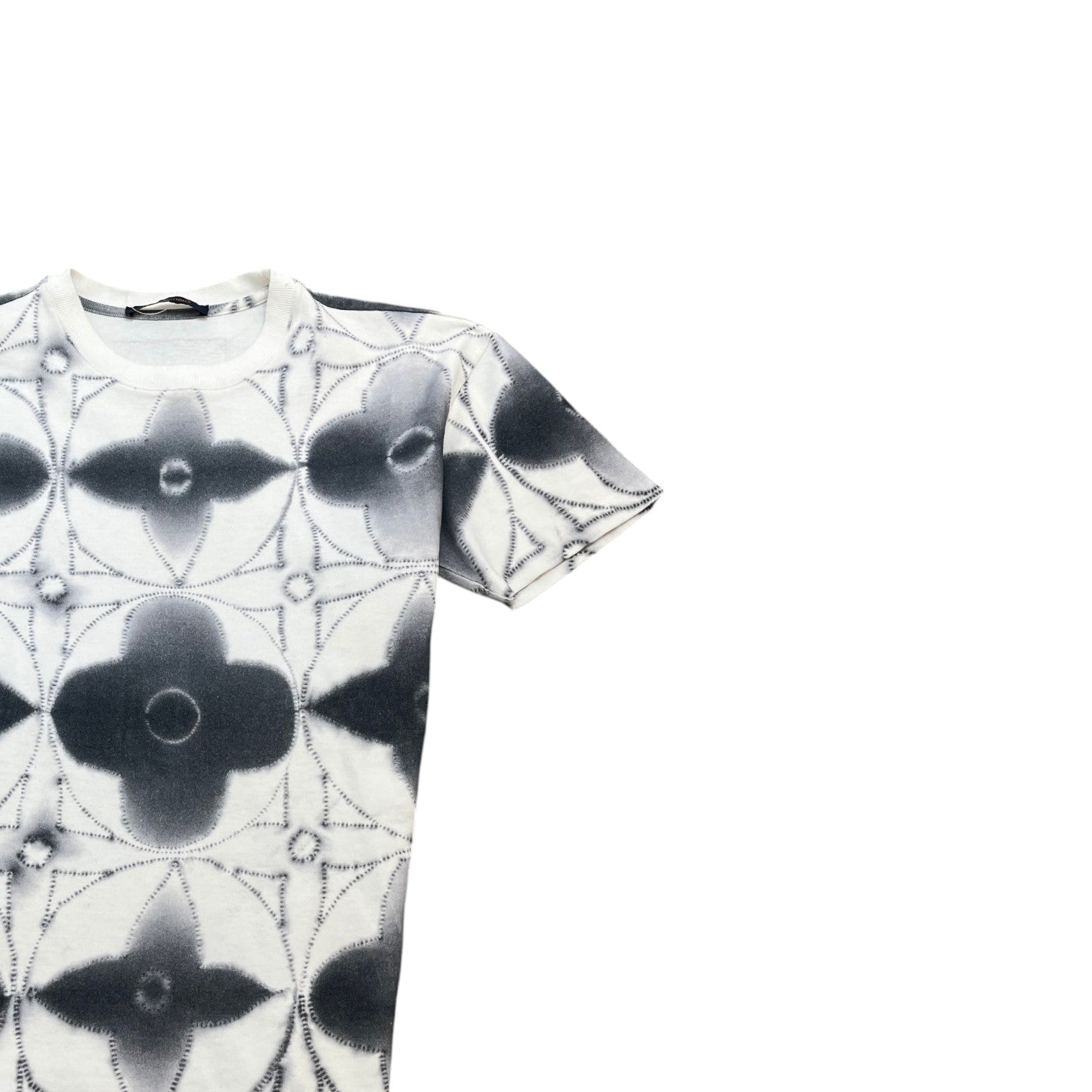 Men's Shibori Tie-Dye Monogram T-Shirt White Size XS - Photo 3
