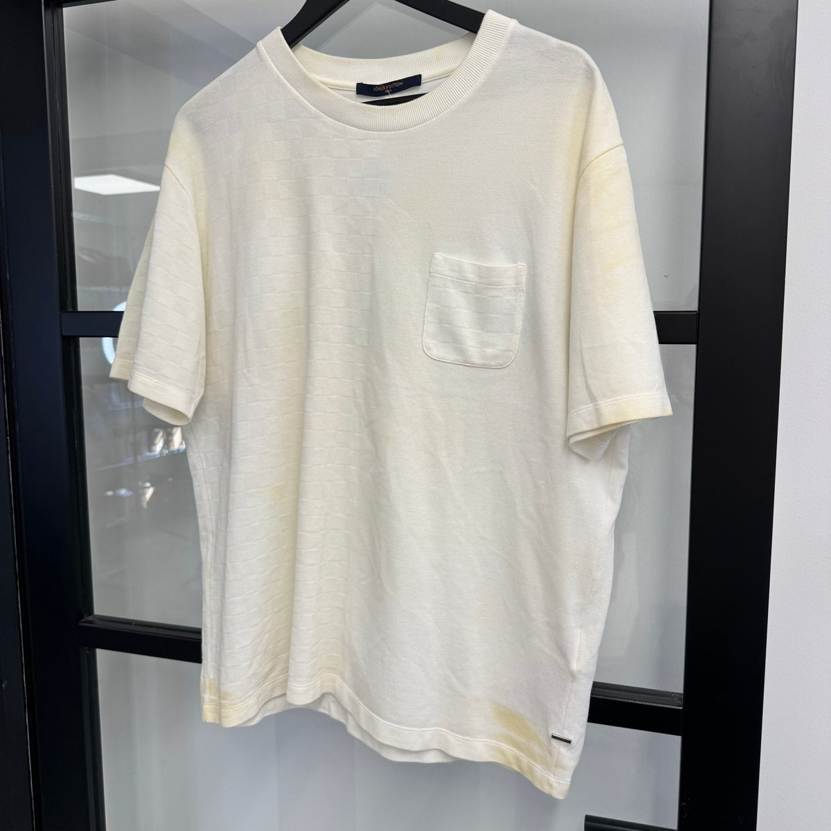 Men's Damier Pocket T-Shirt Cream Size XXL - Photo 6
