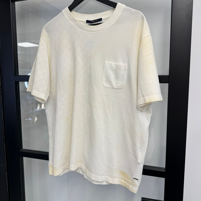 Men's Damier Pocket T-Shirt Cream Size XXL
