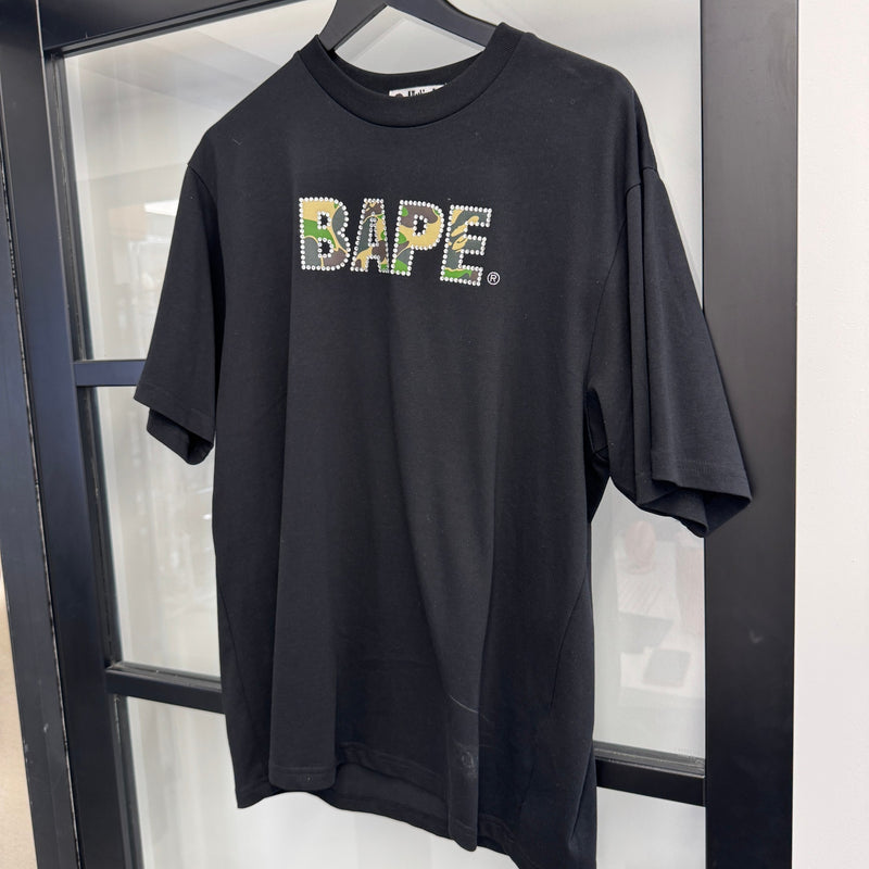 Men's Rhinestone Logo T-Shirt Black Size M