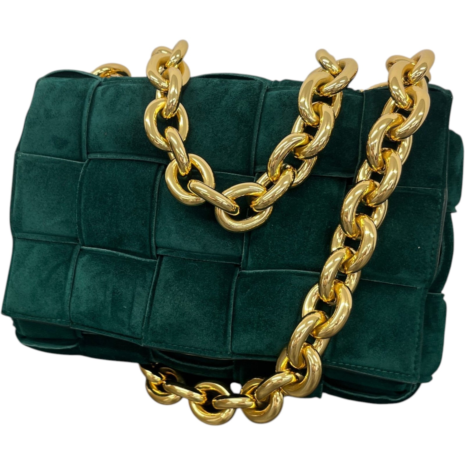 Women's Intrecciato Padded Chain Cassette Bag Green - Photo 5