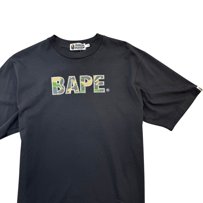 Men's Rhinestone Logo T-Shirt Black Size M