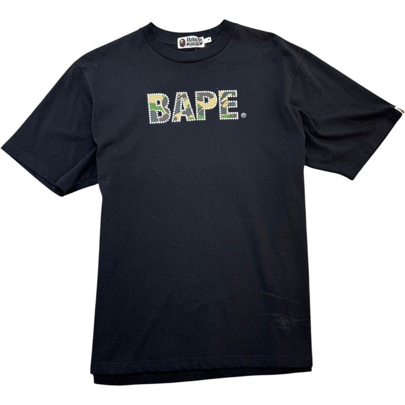 Men's Rhinestone Logo T-Shirt Black Size M
