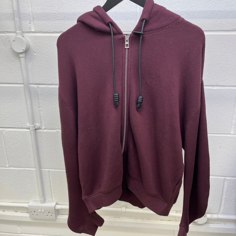 Women's Anagram Embroidered Zip Up Hoodie Burgundy Size L / UK 12