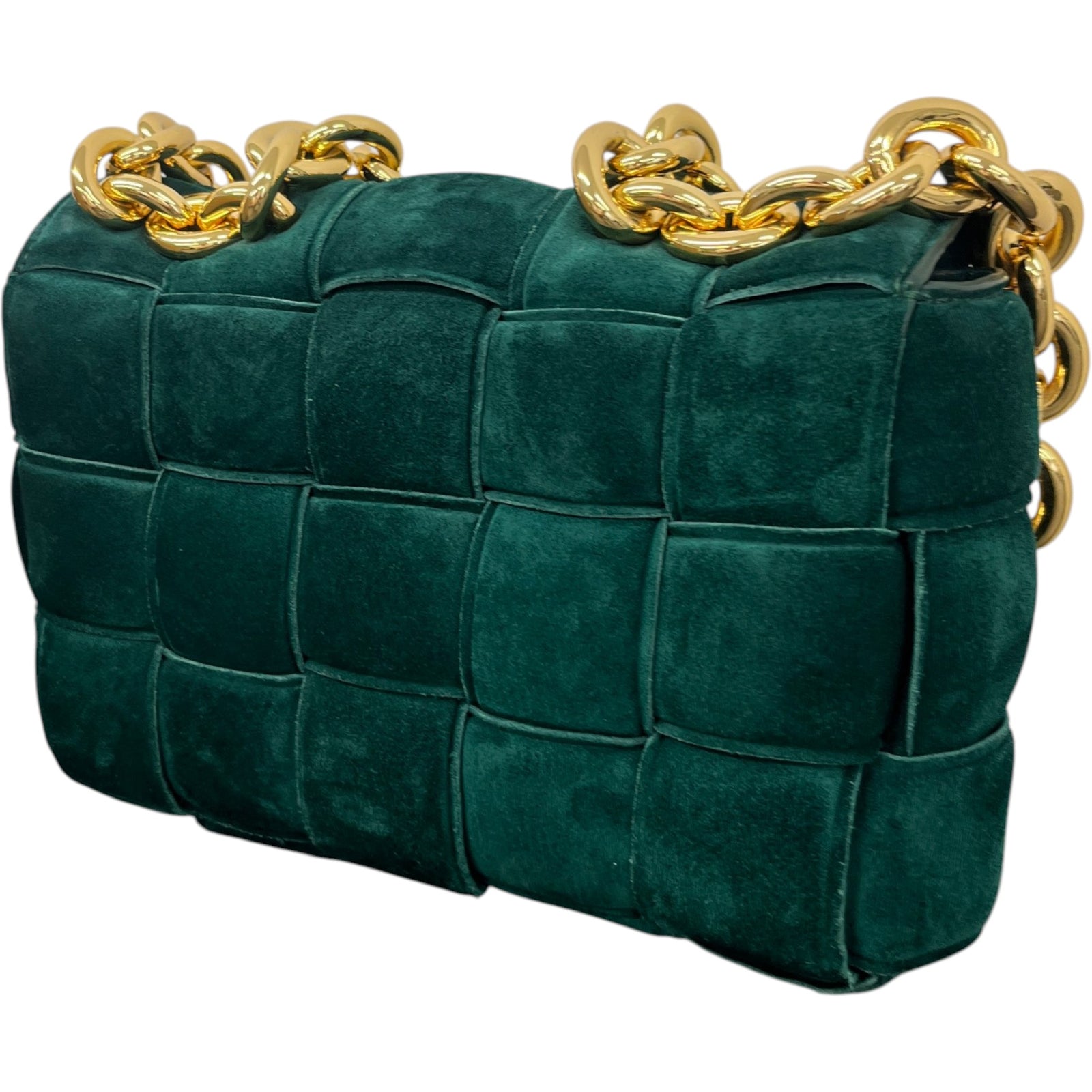 Women's Intrecciato Padded Chain Cassette Bag Green - Photo 9