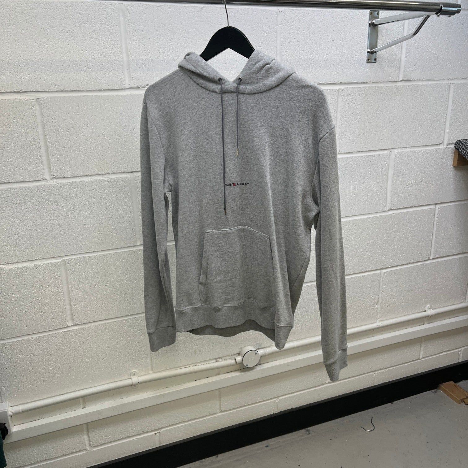 Men's Logo Print Hoodie Grey Size XS - Photo 9
